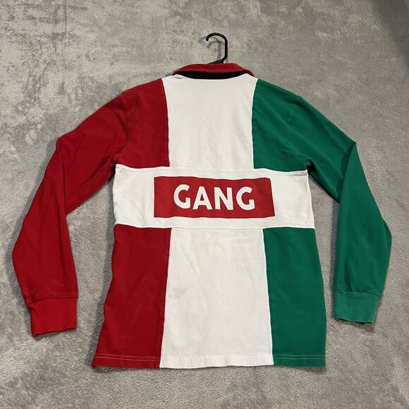 Sniper Gang Shirt Mens Small Red Green White Long Sleeve Rugby Polo Graphic - Picture 10 of 14